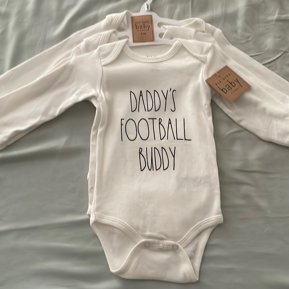 Rae Dunn Football Onesie Set